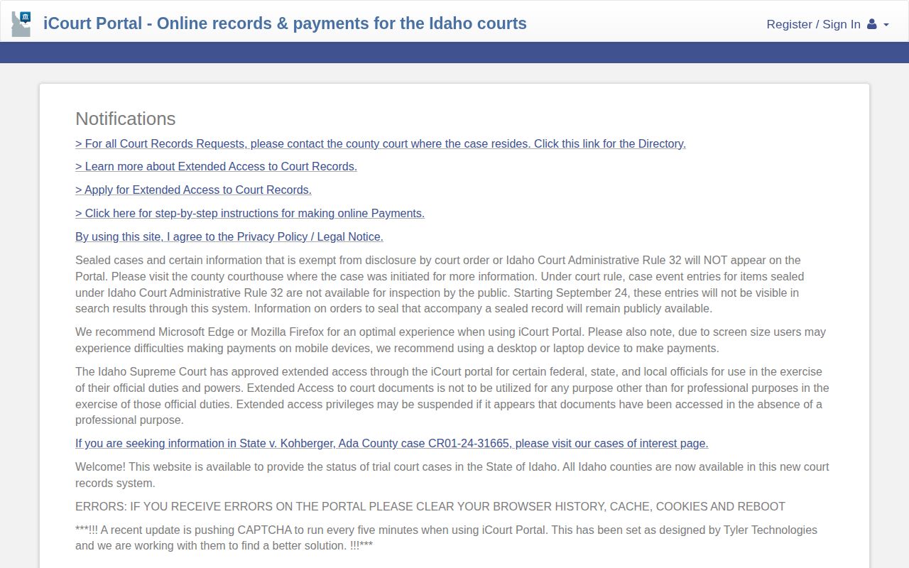 iCourt search for Lemhi County release records