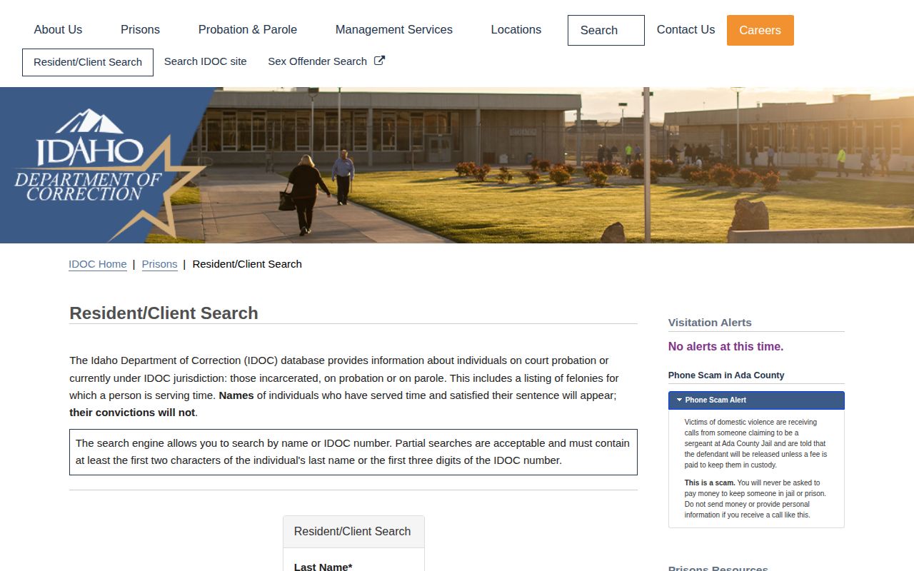 Idaho DOC search for Lemhi County released inmates